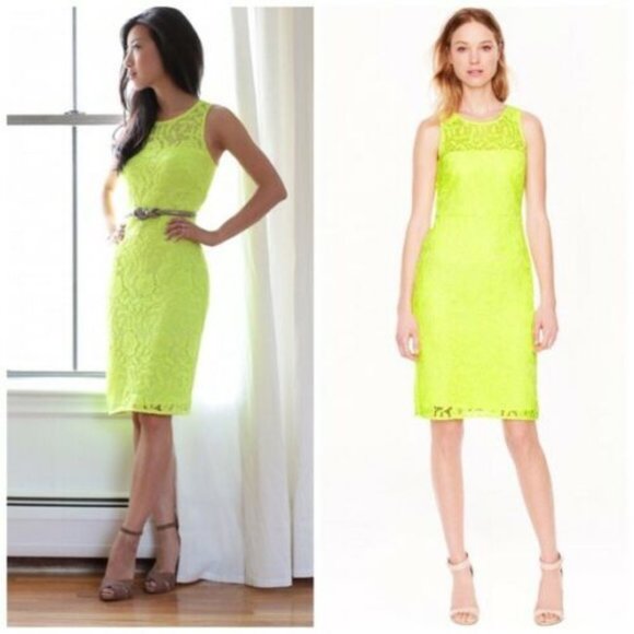 J. Crew Dresses & Skirts - J. Crew Collection Neon Lace Overlay Sheath Dress